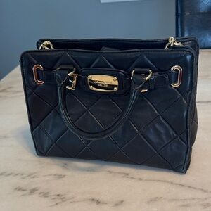 Michael Kors Black Quilted Purse with Gold Accents